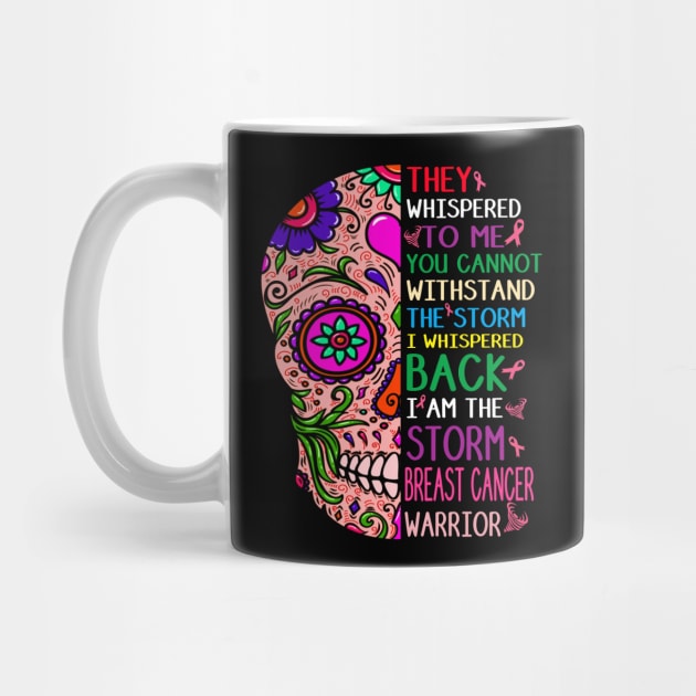 breast cancer skull warrior i am the storm by TeesCircle